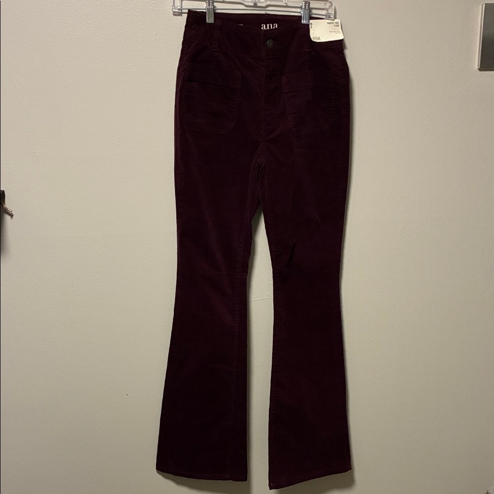 a.n.a Deep Burgundy Flare Corduroy Pants